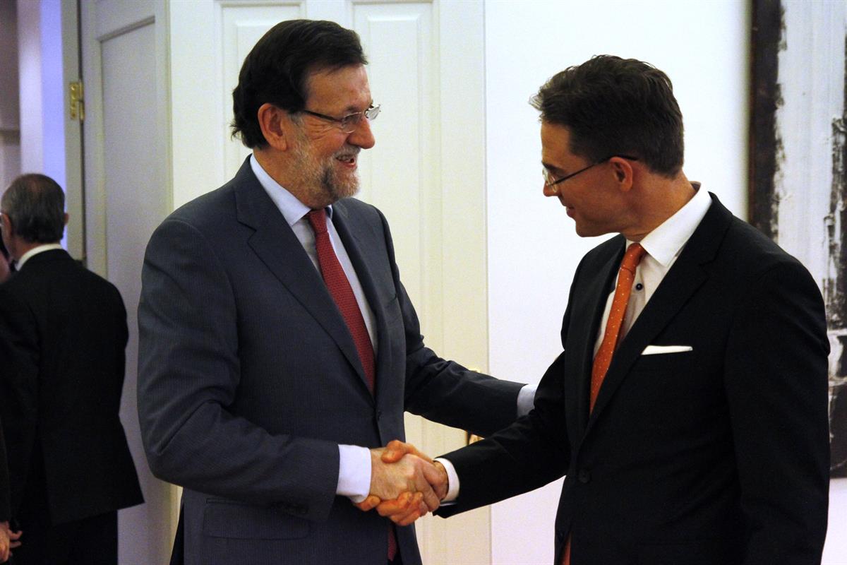 27/02/2015. Rajoy se reúne con el vicepresidente de la Comisión Europea, Jyrki Katainen. El presidente del Gobierno, Mariano Rajoy, ha recib...